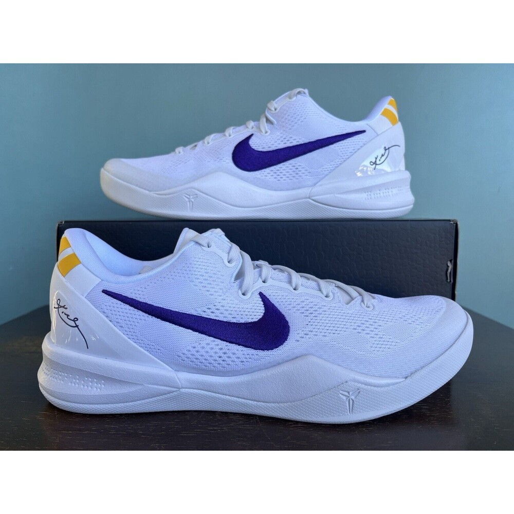 Kobe 8 Protro "Lakers Home" White/Purple Men's Size 14 HF9550-100